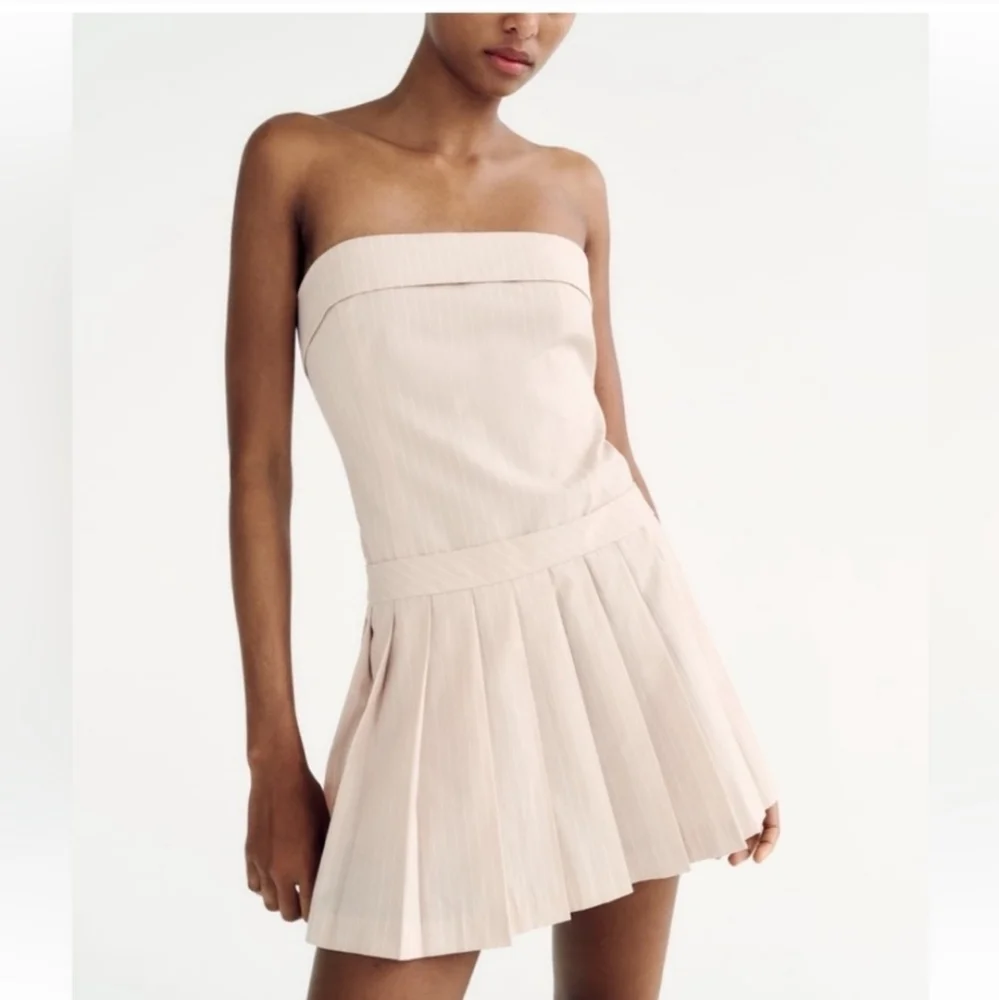 Zara Strapless Pleated Mini Dress size L - Picture 8 of 10